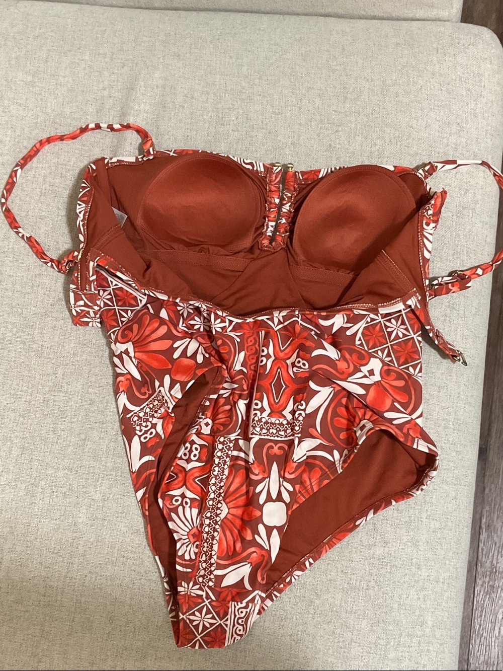 Shade & Shore Orange Floral Tile One-Piece Swimsuit - Picture 4 of 7